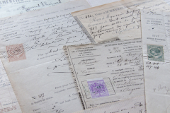 french vintage receipts and pages of antique deeds