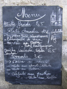 Handwritten menu at Musée Jacquemart André