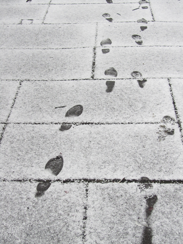 foot steps in snow