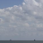 view on Waddenzee and two sailing ships
