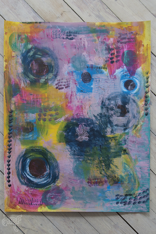 Blue circles: dry techniques, acrylic on A2 paper