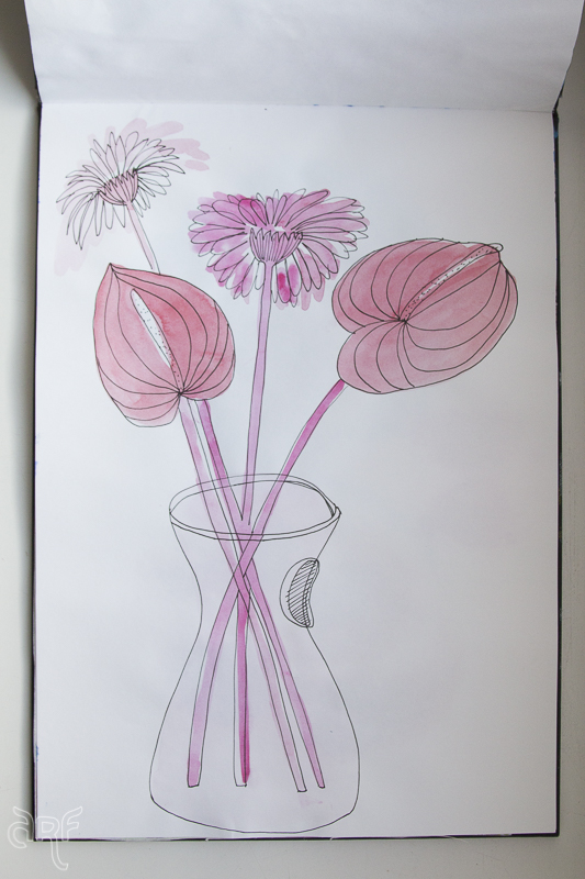 water color flowers in vase