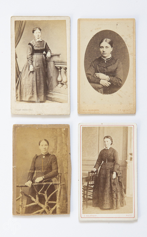 four ladies on vintage photos