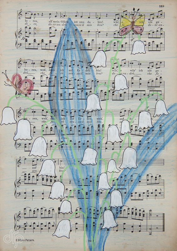 Lilly-of-the-valley on a music sheet