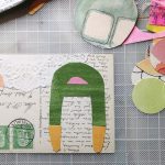 mini collage with letter A on postcard