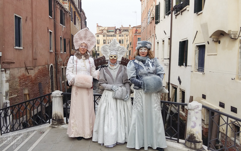 Three of us in Winter Czar costume in Venice, Italy