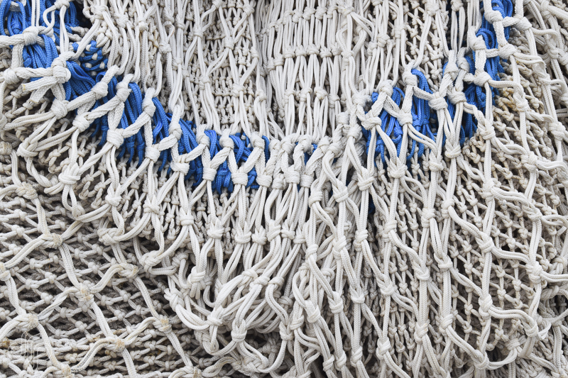Fishing nets with a blue line