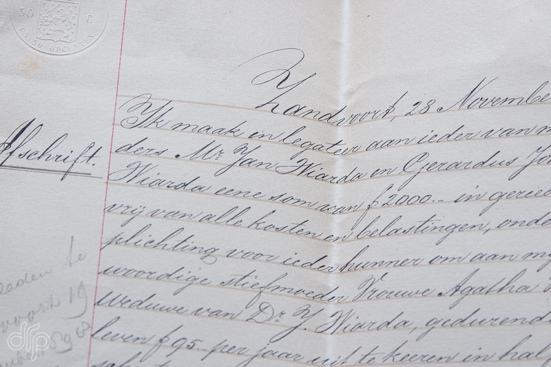 detail of antique Dutch notary deed