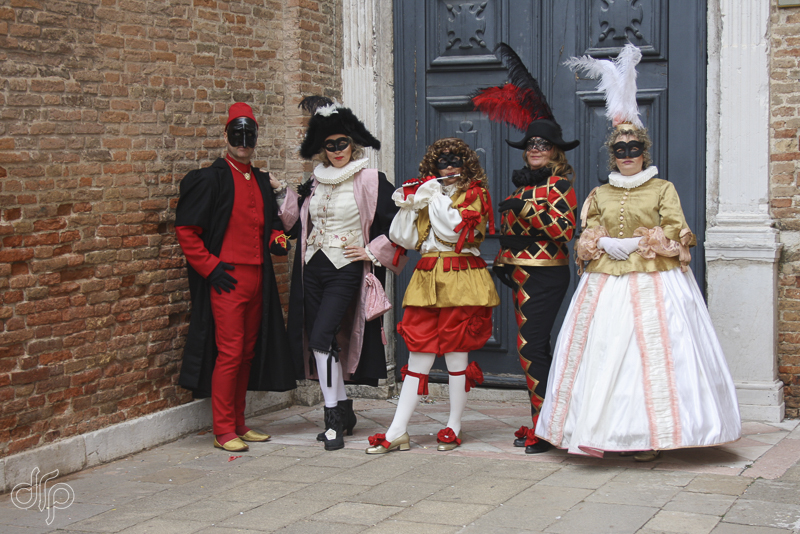 Our five characters from La Commedia dell'arte in Venice, Italy
