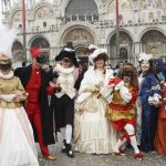 Our group posing with others during the carnival in Venice, Italy