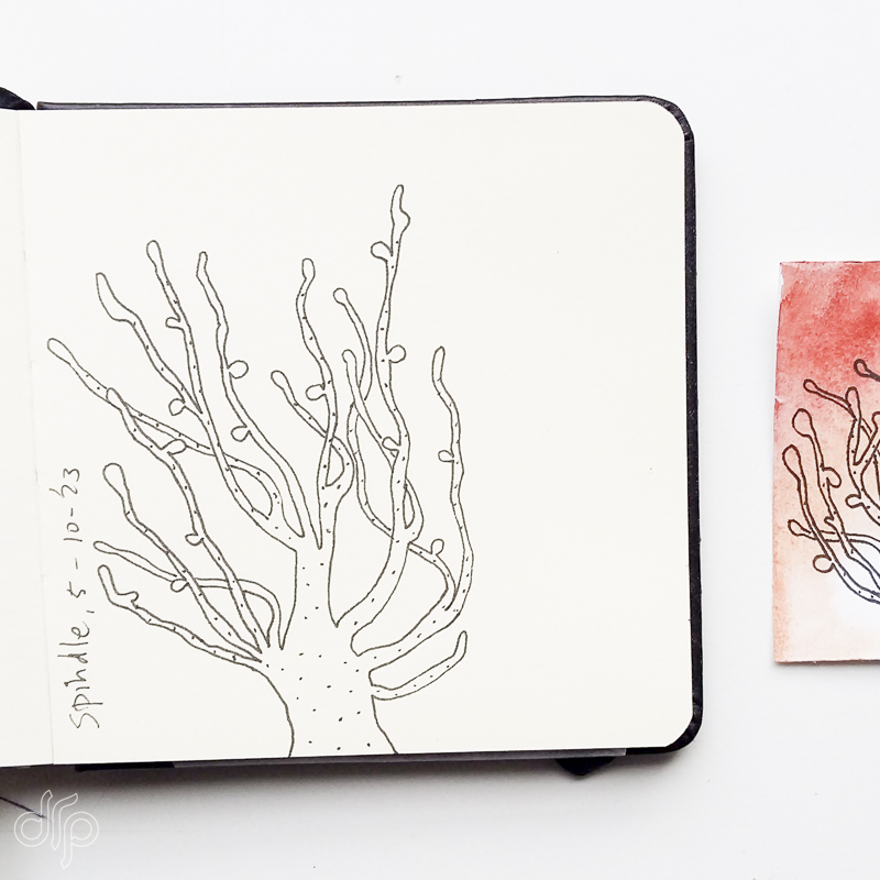 Slow art pattern: Spindle in my small sketchbook