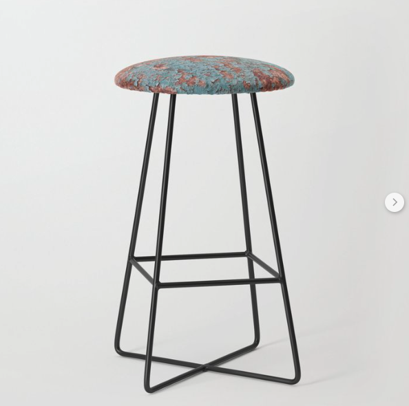 Bar stool with peeling paint print
