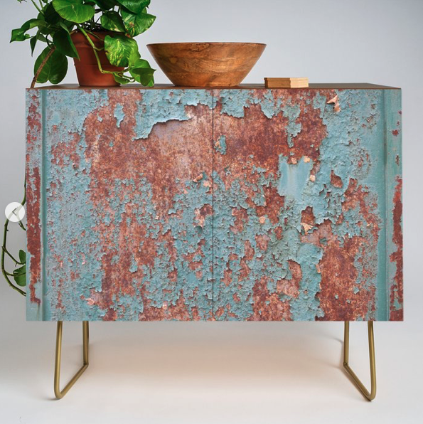 Credenza with peeling paint print